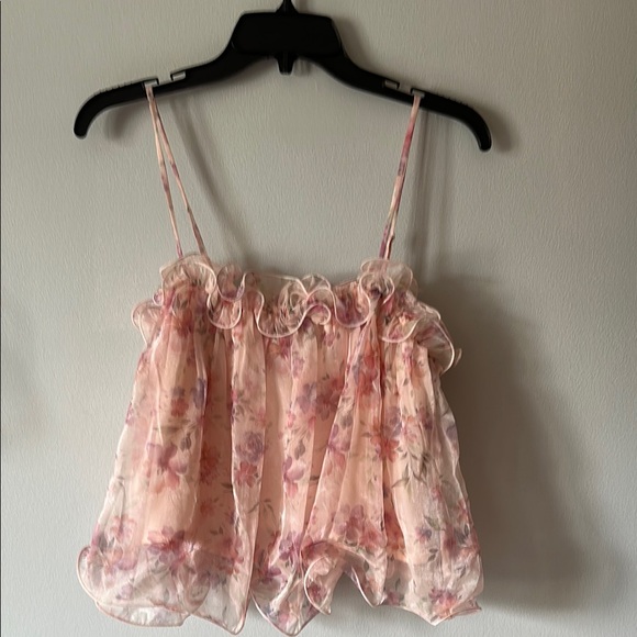 willow & root Tops - Pink Ruffled Sleeveless Camisole